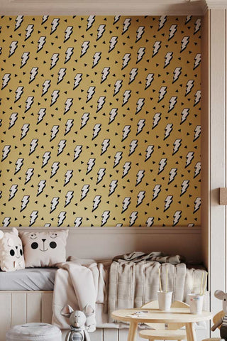 Lifestyle image of the Bobbi Beck Zap Yellow Wallpaper