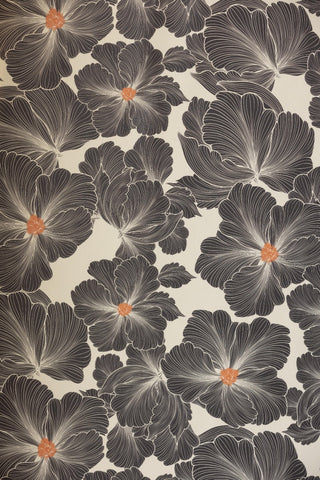 Close-up image of the Rockett St George Bohemian Bloom Graphite Wallpaper