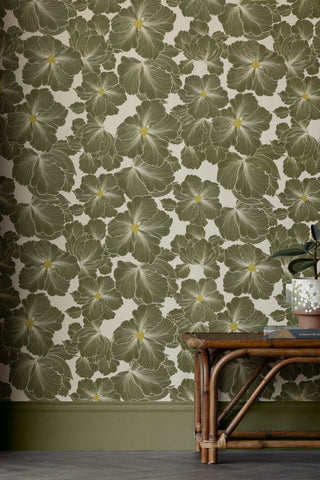 Image of the finish for the Rockett St George Bohemian Bloom Moss Green Wallpaper