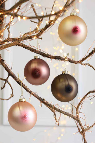 Lifestyle image of the Set Of 4 Boob Bauble Christmas Tree Decorations