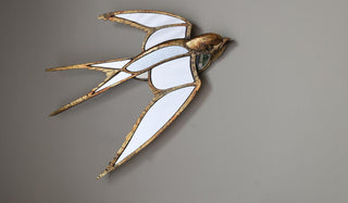 Landscape image of the Brass & Mirror Swallow Wall Decoration