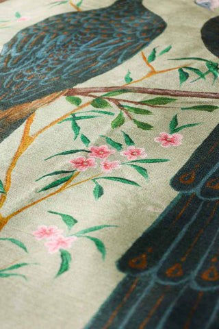 Close-up image of the floral pattern on the Cedomin Quilt Tapestry Throw In Mint