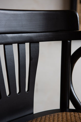 Close-up image of the chair back of the Chez Casimir Black Bistro Dining Chair