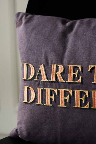 Image of the Dare To Be Different Embroidered Brown Cushion