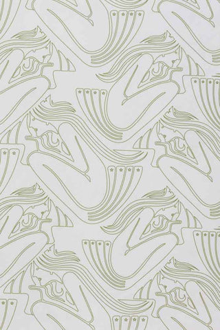 Close-up image of the Rockett St George Deco Nymph Parchment Wallpaper