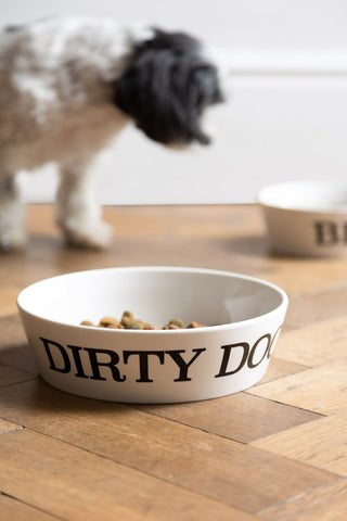 Lifestyle image of the Dirty Dog Pet Bowl - 2 Available Sizes