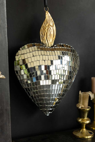Image of the Disco Ball Mirrored Heart Ornament