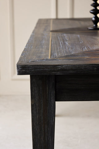 Detail image of the wood for the Elm & Brass Dining Table