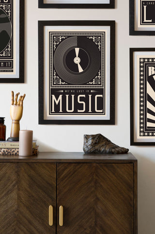 Lifestyle image of the Framed Lost In The Music Art Print hanging on a wall