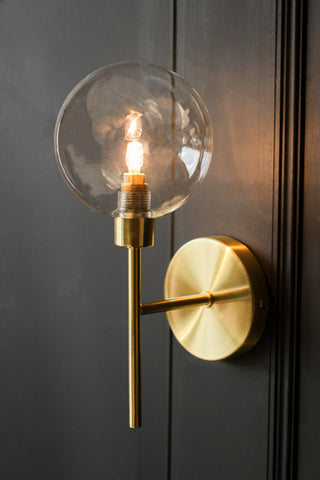 Detail image of the Glass Globe & Brass Wall Light