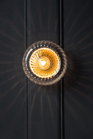 Detail image of the Ribbed Glass & Brass Wall Light
