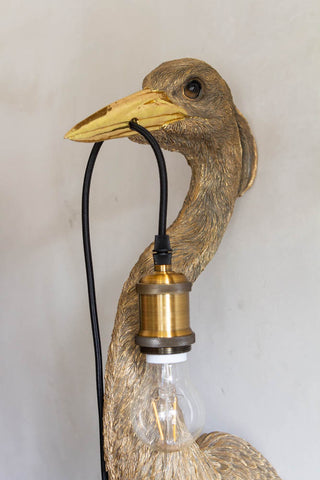 Image of the head & bulb holder on the Gold Heron Wall Light