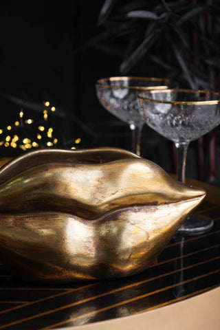 Close-up image of the Gold Lips Short Stem Vase