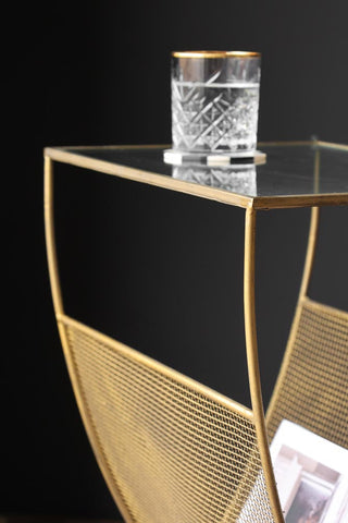 Image of the glass for the Gold Magazine Rack With Glass Top