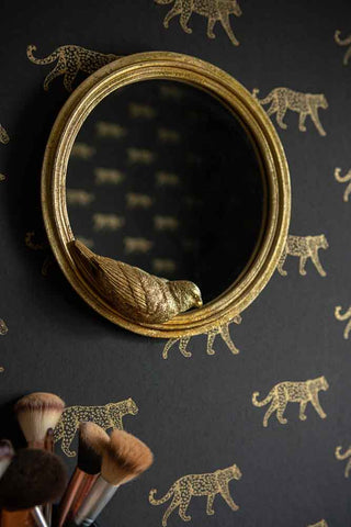 Image of the Gold Parrot Round Wall Mirror