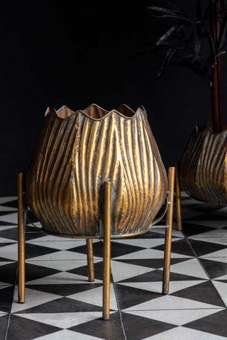 Image of the Gold Scallop Planter On Stand