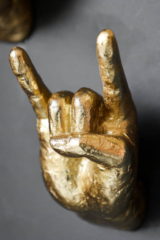 Detail image of the Gold Set of 4 Rock On Wall Hands