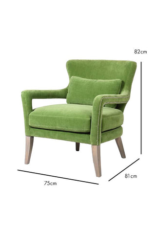 Dimension image of the Gorgeous Green Velvet Armchair