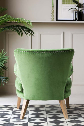 Image of the back of the Gorgeous Green Velvet Armchair