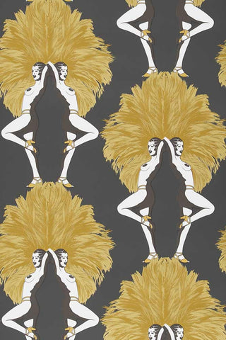 Close-up image of the Graduate Collection Showgirl Black & Gold Wallpaper