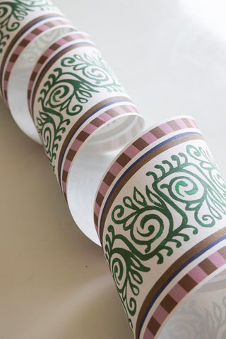 Image of the colour for the Green & Pink Patterned Border Wallpaper
