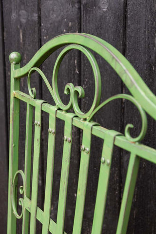 Close-up image of the chair back from the Green Metal Garden Table & Chair Set