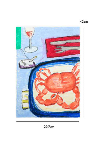 Image of the Holiday Dinner Table Setting Art Print By Selma Guéniau on a white background with dimensions