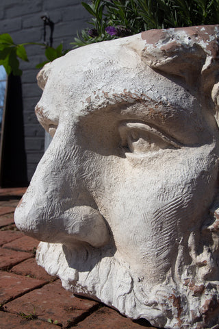 Side angle close-up image of the Large Rustic Stone Effect Classical Face Planter