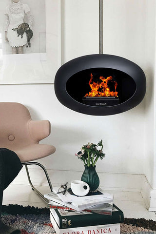 Lifestyle image of the Black Le Feu Sky Eco Fireplace