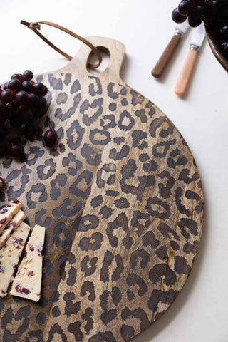 Image of the handle for the Leopard Print Mango Wood Serving Board - Large