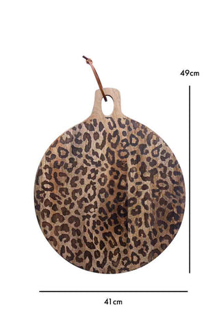 Dimension image of the Leopard Print Mango Wood Serving Board - Large