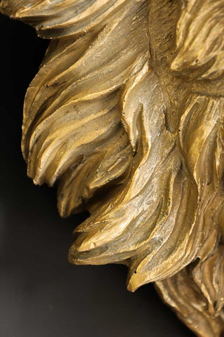 Close-up image of the detail on the Lion Head Wall Light