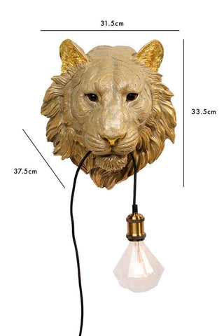 Dimension image of the Lion Head Wall Light