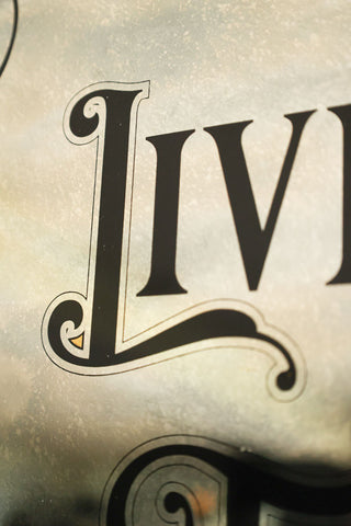 Image of the lettering on the Living The Dream Typography Mirror