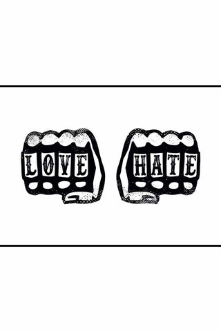 Love Hate Art Print - Available Framed Or Unframed