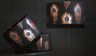 Landscape image of the Mind The Gap Peacock Feather Lamp Shades