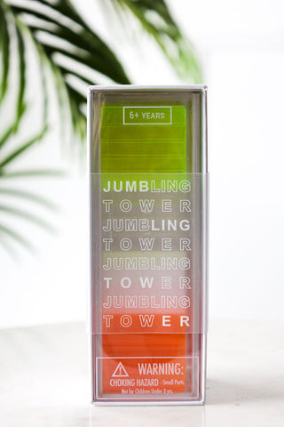 Lifestyle image of the Mini Multicoloured Jumbling Tower Game