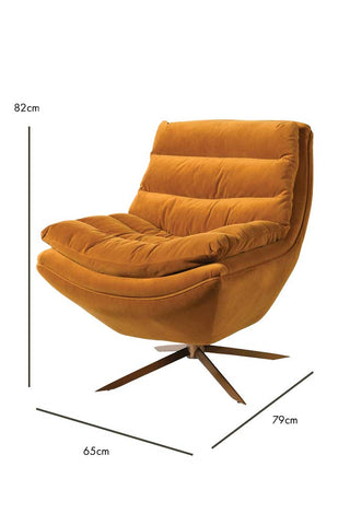 Dimension image of the Mustard Velvet Swivel Chair