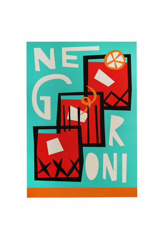 Image of the Negroni By Fox & Velvet A2 Art Print With Black Wooden Frame on a white background
