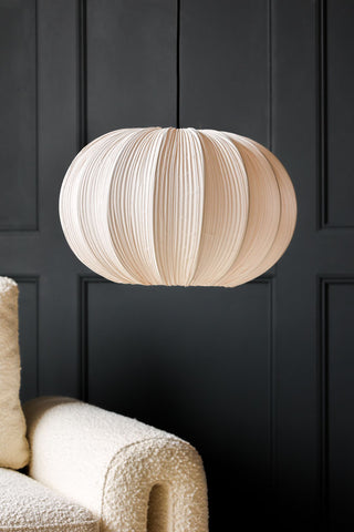 Lifestyle image of the Neutral Pleated Fabric Ceiling Light