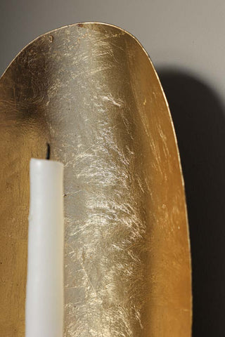 Image of the backplate on the Oval Gold Leaf Candlestick Holder Wall Sconce