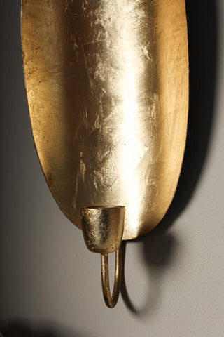 Image of the candle holder on the Oval Gold Leaf Candlestick Holder Wall Sconce
