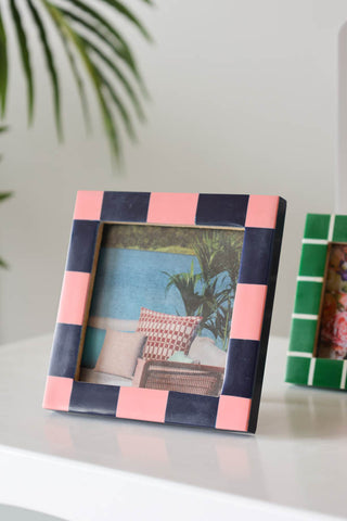 Image of the Pink Checkered Photo Frame