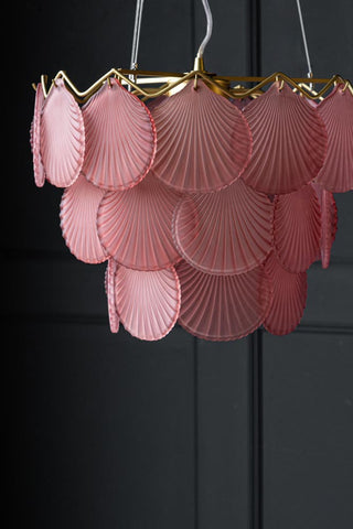 Lifestyle image of the Pink Shell Pendant Light