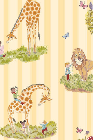 Image of the Poodle & Blonde Story Time Daisy Stripe Wallpaper