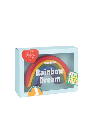 Image of the Rainbow Dream Socks packaging on a white background