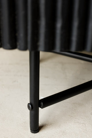 Image of the leg for the Reeded Black Wood & Marble Low Console Table / TV Unit