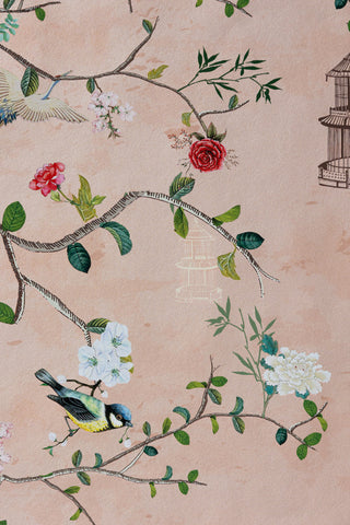 Image of the colour for the Rockett St George Modern Chinoiserie Watermelon Blush Wallpaper