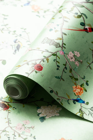 Detail image of the Rockett St George Modern Chinoiserie Green Tea Wallpaper