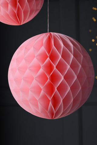 Image of the Set Of 2 Baby Pink Honeycomb Ball Decorations